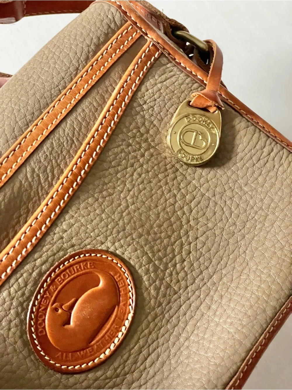 Dooney & Bourke - Vintage Taupe Crossbody with Tan Trim